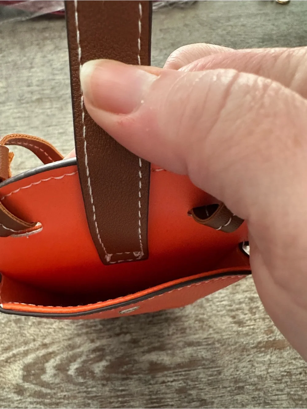 Pebbled Leather Phone Crossbody in Orange